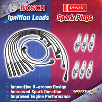 Bosch Leads + 6 x Denso Iridium Power Spark Plugs for Mercedes Benz 300E W124