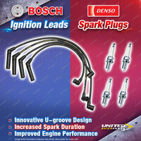 Bosch Leads + 4x Denso Iridium Power Spark Plugs for Mitsubishi Lancer Mirage CE