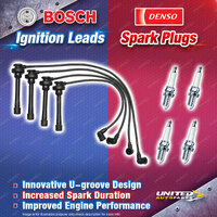 Bosch Leads+4 Denso Iridium Power Spark Plugs for Mitsubishi Lancer CC Nimbus UF