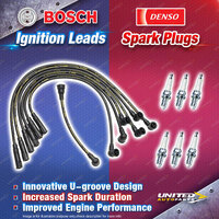 Bosch Leads + 6 x Denso Iridium Power Spark Plugs for Mitsubishi Pajero NH NJ NK