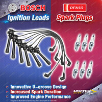 Bosch Ignition Leads +6 Denso Iridium Power Spark Plugs for Mitsubishi Pajero NL