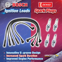 Bosch Ignition Leads + 4 x Denso TT Spark Plugs for Nissan Stanza A10 PA10 1.6