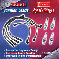 Bosch Ignition Leads + 4 x Denso Iridium Power Spark Plugs for Nissan Pulsar N10