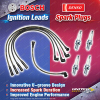 Bosch Ignition Leads + 4 x Denso Iridium TT Spark Plugs for Nissan 720 KM720