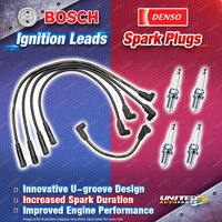 Bosch Ignition Leads + 4 x Denso Iridium Power Spark Plugs for Nissan Pulsar N13