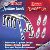 Bosch Ignition Leads+4 Denso Iridium Power Spark Plugs for Nissan Pulsar N14 N15