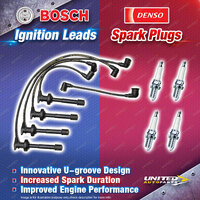 Bosch Ignition Leads + 4 x Denso Iridium Power Spark Plugs for Nissan NX B13 N14