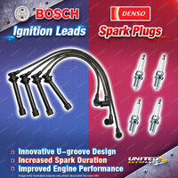 Bosch Ignition Leads + 4 x Denso Iridium Power Spark Plugs for Nissan Navara D22