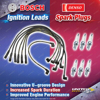 Bosch Leads + 6 x Denso Iridium Power Spark Plugs for Nissan Skyline C210 C211