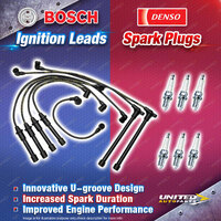 Bosch Ignition Leads+6 Denso Iridium Power Spark Plugs for Nissan Pathfinder D21