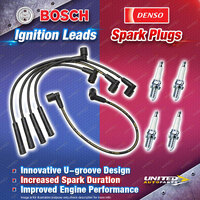 Bosch Ignition Leads + 4 x Denso TT Spark Plugs for Seat Cordoba 6K ADZ 1.8L