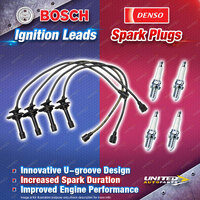 Bosch Leads + 4 Denso Iridium Power Spark Plugs for Subaru Liberty BD Outback BG