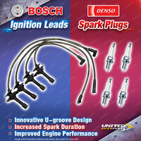 Bosch Ignition Leads + 4 x Denso TT Spark Plugs for Subaru Impreza GC GD GF GG