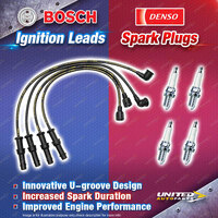 Bosch Leads + 4 x Denso TT Spark Plugs for Subaru Impreza GC GF Liberty BD BG