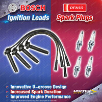 Bosch Ignition Leads + 4 x Denso TT Spark Plugs for Subaru Liberty BL BL5 BP BP5