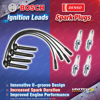 Bosch Ignition Leads +4 Denso Iridium Power Spark Plugs for Subaru Impreza GD GG