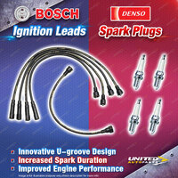 Bosch Leads + 4 Denso Iridium Power Spark Plugs for Suzuki Vitara SE416 88 - 94