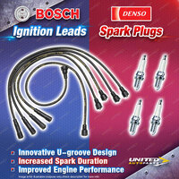 Bosch Leads + 4 x Denso Iridium Power Spark Plugs for Suzuki Super Carry SK410