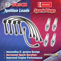 Bosch Ignition Leads + 4 Denso Iridium Power Spark Plugs for Suzuki Vitara SE416