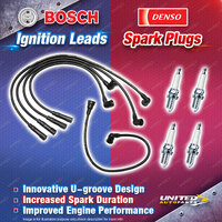 Bosch Ignition Leads + 4x Denso Iridium Power Spark Plugs for Suzuki Swift SF413