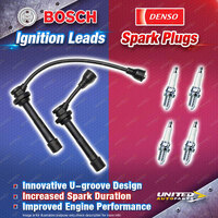 Bosch Leads + 4 x Denso Iridium Power Spark Plugs for Suzuki Grand Vitara Jimny