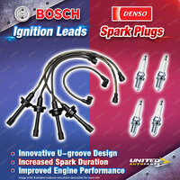 Bosch Ignition Leads + 4 x Denso Iridium TT Spark Plugs for Toyota Celica TA22R