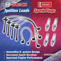 Bosch Leads + 4 x Denso Iridium Power Spark Plugs for Toyota Rav 4 SXA10 SXA11