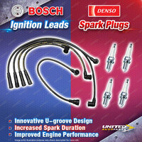 Bosch Ignition Leads + 4 Denso Iridium Power Spark Plugs for Toyota Corona RT142