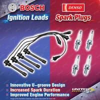 Bosch Leads + 4 Denso Power Spark Plugs for Toyota Hilux RZN 149 154 169 RZN174