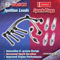 Bosch Leads + 4 x Denso Iridium Power Spark Plugs for Toyota Estima Tarago TCR