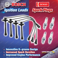 Bosch Ignition Leads + 4x Denso Iridium Power Spark Plugs for Toyota Camry SXV20