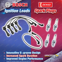 Bosch Leads + 4 x Denso Iridium Power Spark Plugs for Toyota Corolla AE92 AE93