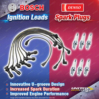 Bosch Leads + 6 x Denso Iridium Power Spark Plugs for Toyota Cressida Supra MA