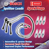 Bosch Leads+6 Denso Iridium Power Spark Plugs for Toyota Landcruiser VZJ90 VZJ95