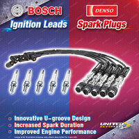 Bosch Ignition Leads + 5x Denso Iridium Power Spark Plugs for Volkswagen Bora 1J