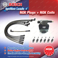 NGK Spark Plugs Coil + Bosch Leads Kit for Ford Fairlane NA NC LTD DA DC 6Cyl