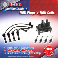 NGK Spark Plugs Coil + Bosch Leads Kit for Ford Fiesta WP FYJA FYJB 1.6L 4Cyl