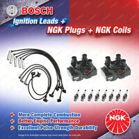 NGK Spark Plugs Coils + Bosch Leads Kit for Ford Falcon LTD AU X 5.0L V8 16V