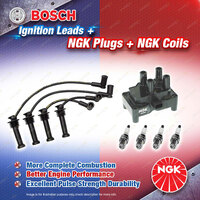 NGK Spark Plugs Coil + Bosch Leads Kit for Ford Fiesta WP WQ FYJA FYJB 1.6L 4Cyl