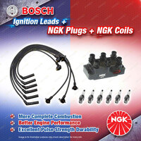 NGK Spark Plugs Coil + Bosch Leads Kit for Ford Explorer UN UP UQ US 4.0L XZA V6