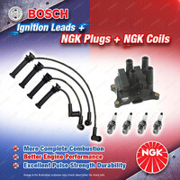 NGK Spark Plugs Coil + Bosch Leads Kit for Ford Escape ZB 2.3L L3 4Cyl 16V 97kW