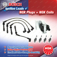 NGK Spark Plugs Coil + Bosch Leads for Holden Barina SB C12NZ 19341713 02BD0922