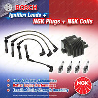 NGK Spark Plugs Coil + Bosch Leads Kit for Holden Barina Combo SB C14SE 1.4 4Cyl