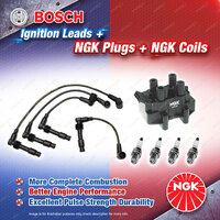 NGK Spark Plugs Coil + Bosch Leads Kit for Holden Astra Vectra TR JS C20SEL 2.0L