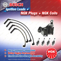 NGK Spark Plugs Coil + Bosch Leads Kit for Hyundai Excel X3 S Coupe 1N G4EK 1.5L