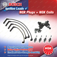 NGK Spark Plugs Coil + Bosch Leads Kit for Hyundai Getz TB G4EA 1.3L 4Cyl 60kW