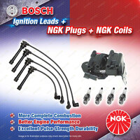 NGK Spark Plugs Coil + Bosch Leads Kit for Hyundai Excel X3 G4FK 1.5L 4Cyl 12V