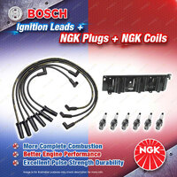 NGK Spark Plugs Coil + Bosch Leads Kit for Kia Carnival KV11 K5 2.5L V6 24V