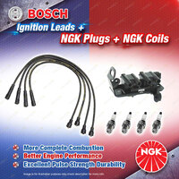 NGK Spark Plugs Coil + Bosch Leads Kit for Kia Rio BC A5D 1.5L 4Cyl 16V 00-02