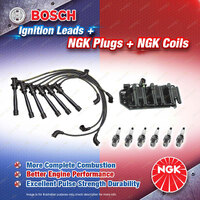 NGK Spark Plugs Coil + Bosch Leads Kit for Kia Optima GD G6BV 2.5L G6BA 2.7L 24V